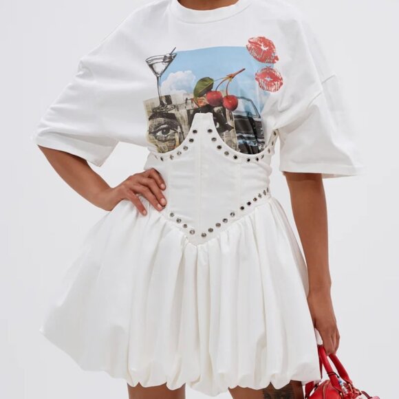 COOL GIRL LOADING MINI DRESS WITH GRAPHIC TEE ATTACHED - Picture 1 of 5